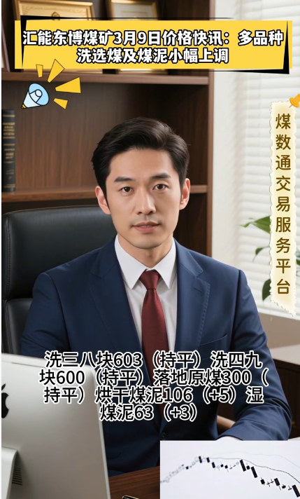 汇能东博煤矿3月9日价格快讯：多品种洗选煤及煤泥小幅上调