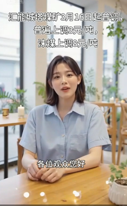 汇能城塔煤矿3月16日起普调，普遍上调3元/吨，沫煤上调8元/吨