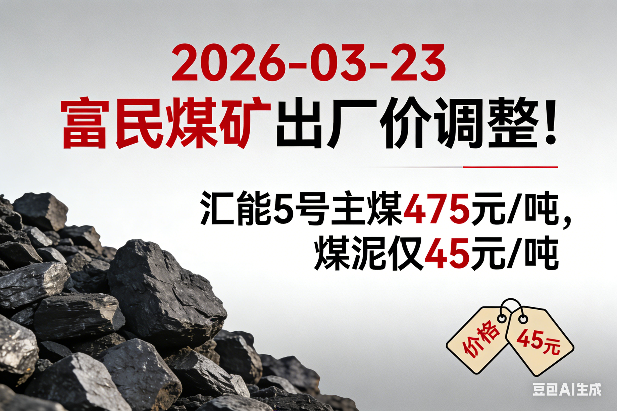 2026-03-23 富民煤矿出厂价调整！汇能5号主煤475元/吨，煤泥仅45元/吨