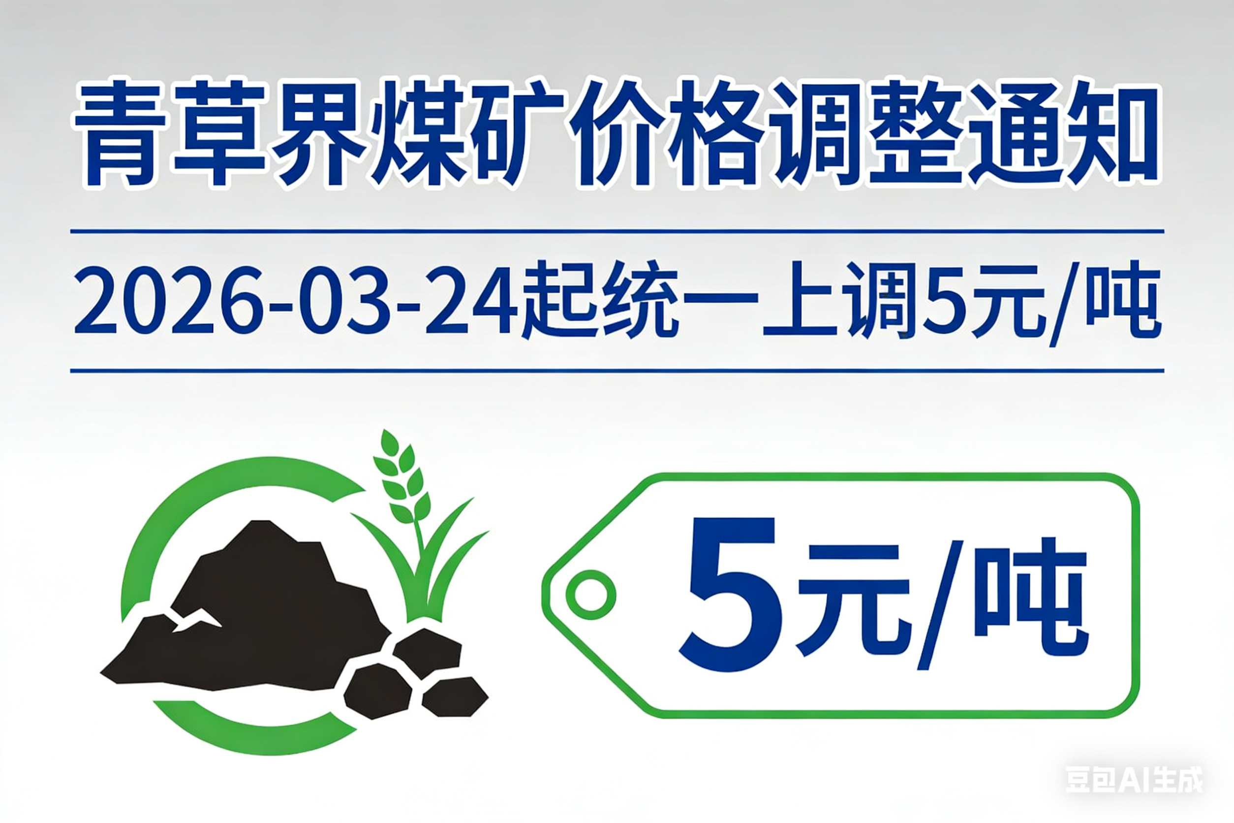 2026-03-24 | 青草界煤矿统一上调5元/吨，价格调整今起生效！