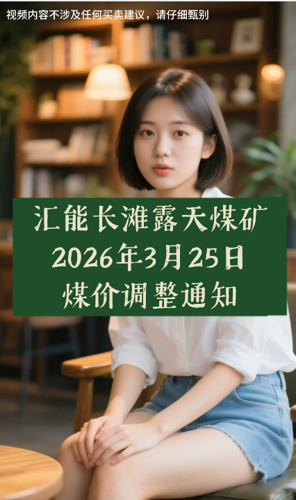 汇能长滩露天煤矿2026年3月25日煤价调整通知