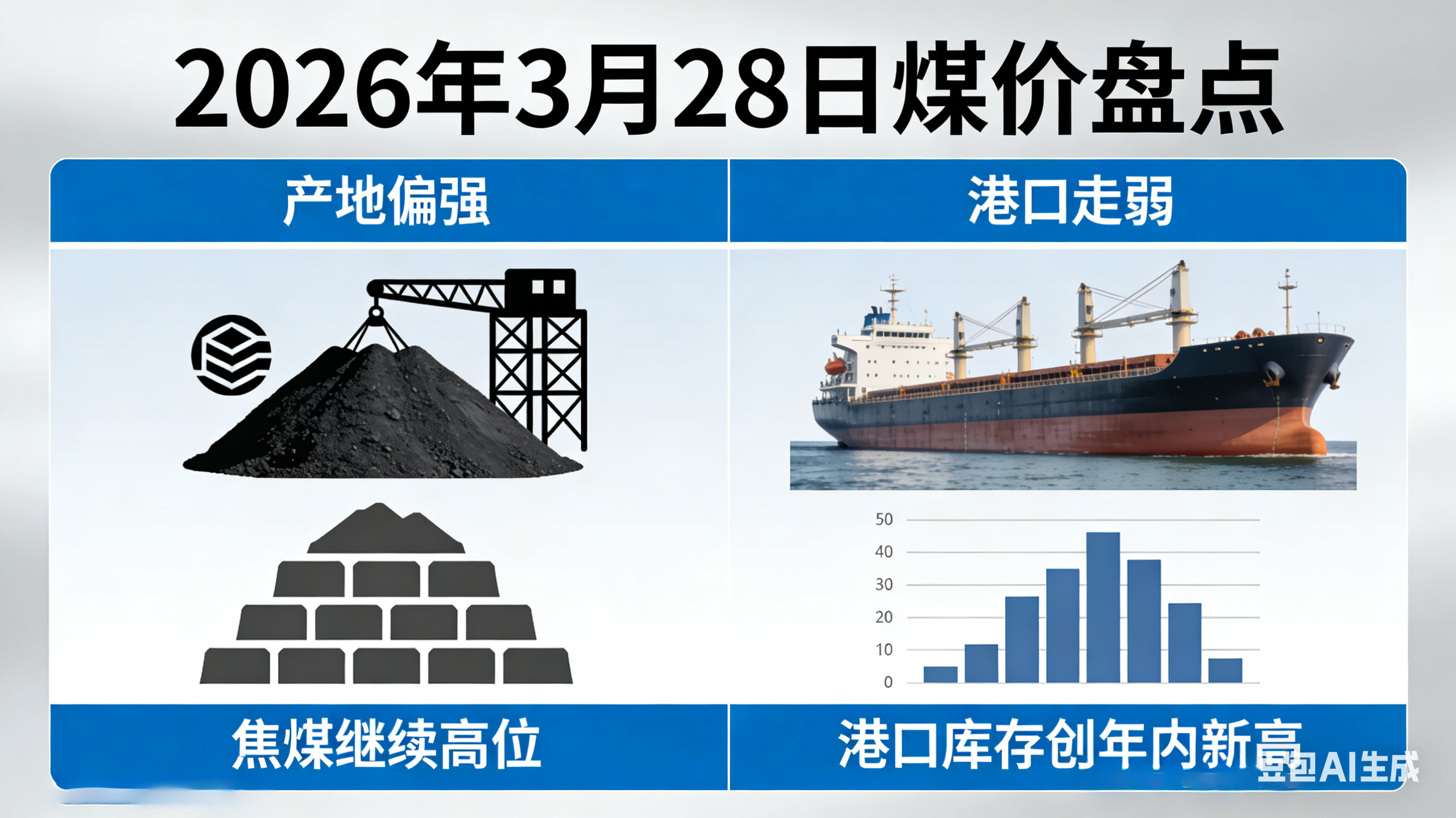 3月28日煤价盘点：产地偏强、港口走弱！港口库存创年内新高，焦煤继续高位！