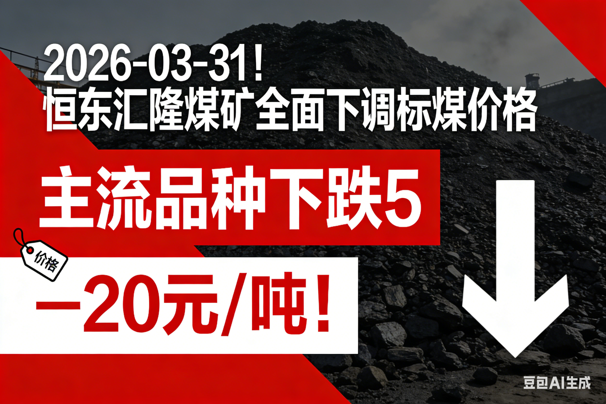2026-03-31！恒东汇隆煤矿全面下调标煤价格，主流品种下跌5—20元/吨！