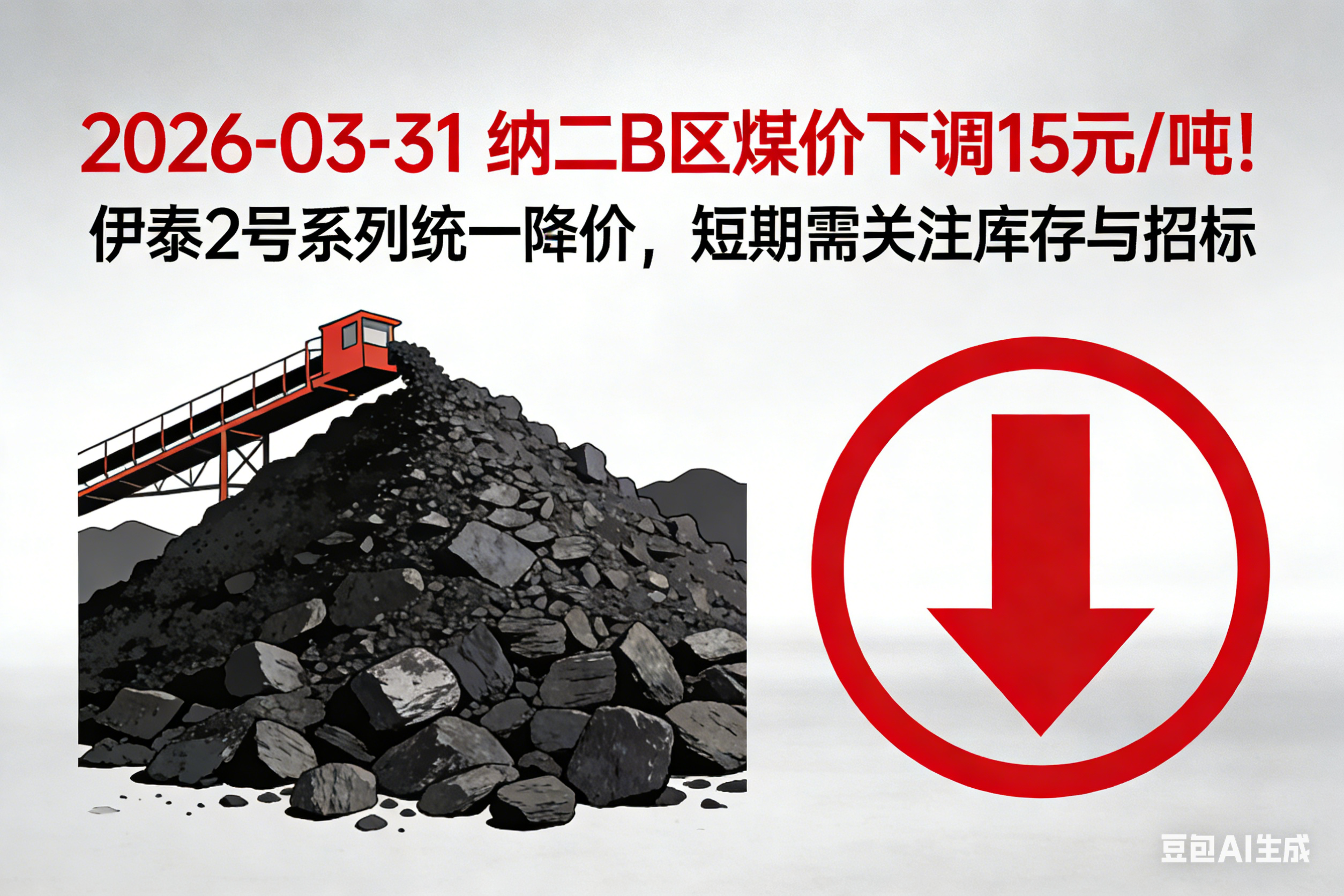 2026-03-31丨纳二B区煤价下调15元/吨！伊泰2号系列统一降价，短期需关注库存与招标
