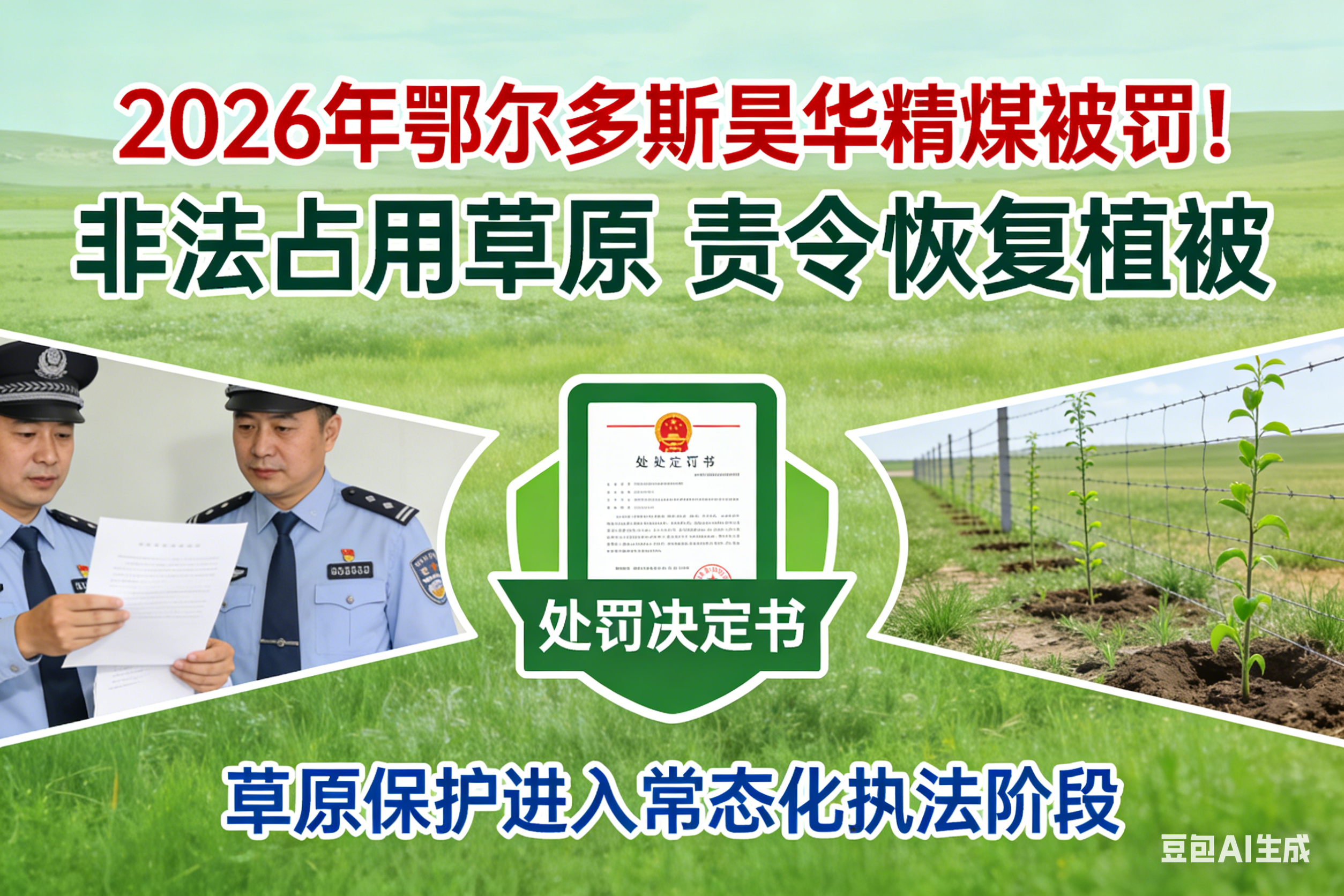 2026年鄂尔多斯昊华精煤被罚！非法占用草原并责令恢复植被，草原保护进入常态化执法阶段