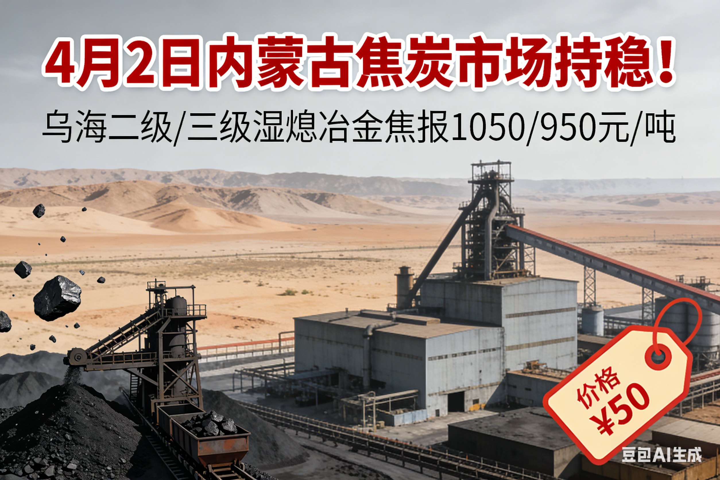 4月2日内蒙古焦炭市场持稳！乌海二级/三级湿熄冶金焦报1050/950元/吨