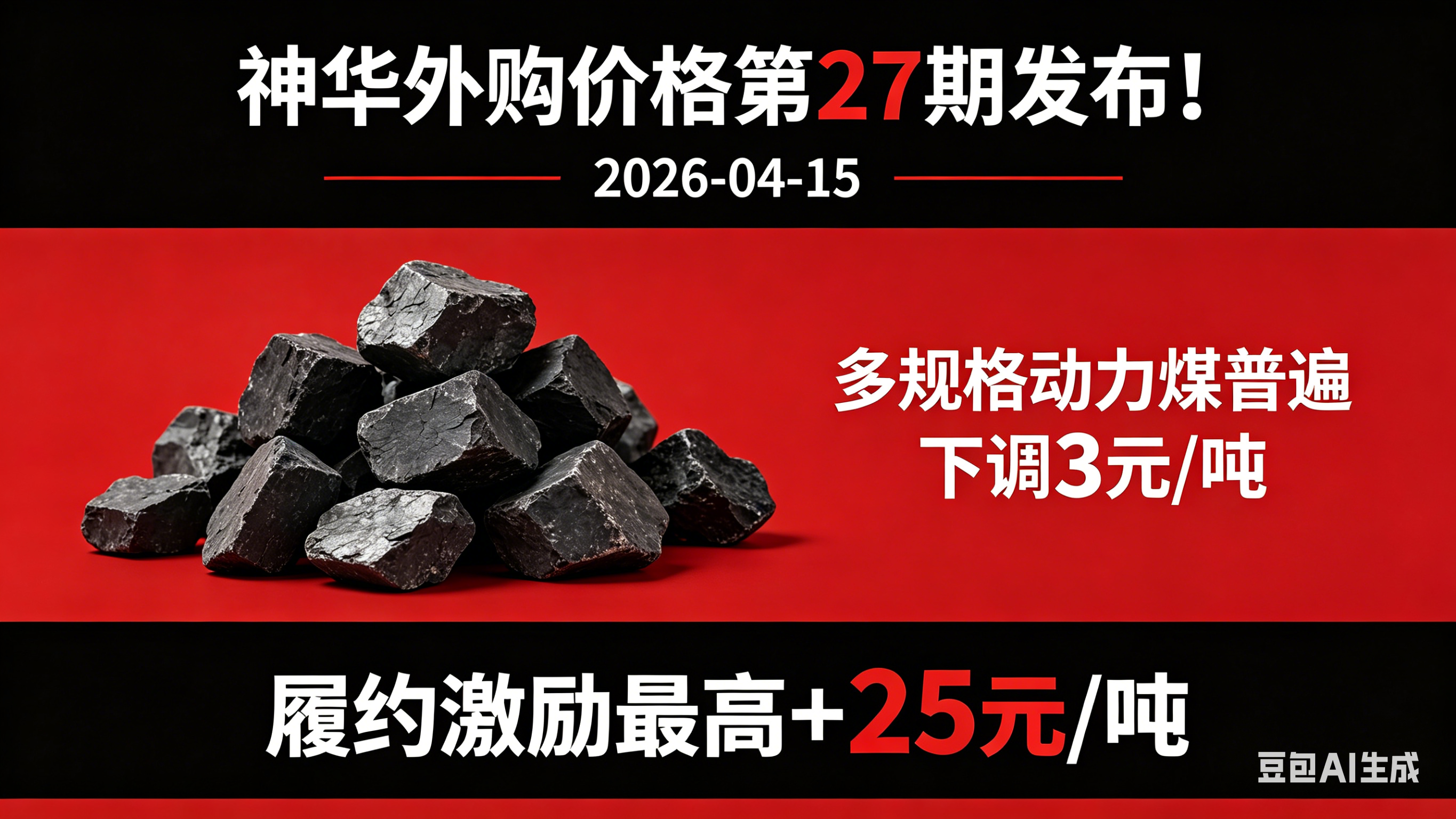 2026-04-15｜神华外购价格第27期发布！多规格动力煤普遍下调3元/吨，履约激励最高+25元/吨
