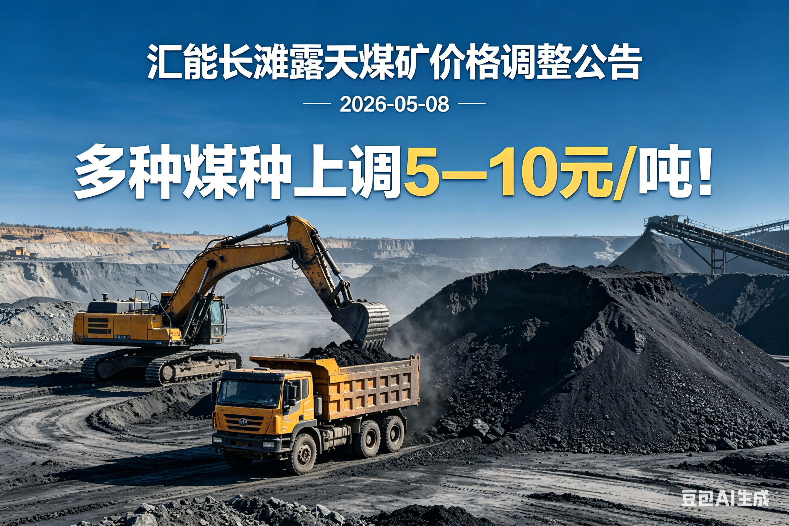 2026-05-08丨汇能长滩露天煤矿价格调整公告——多种煤种上调5–10元/吨！