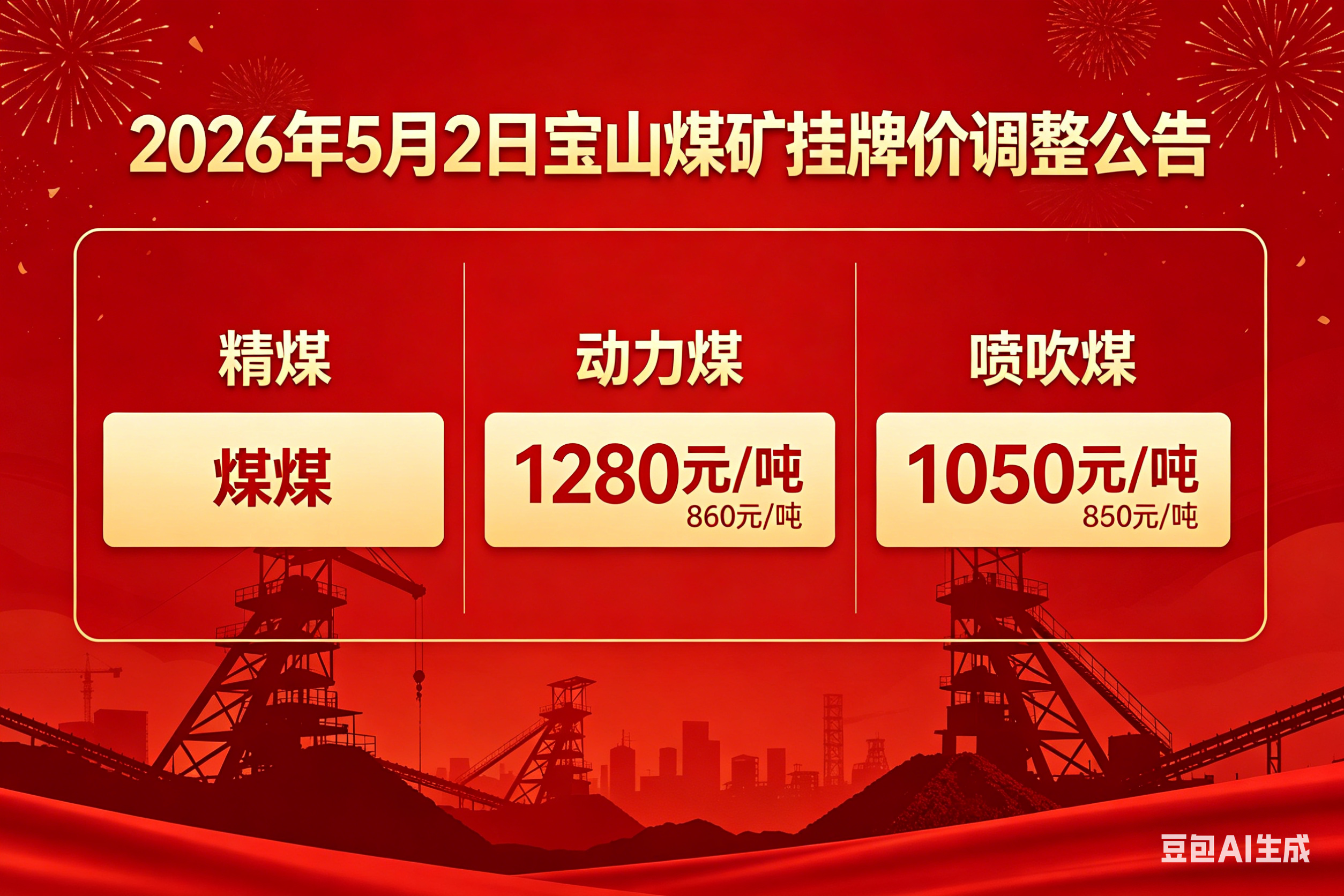2026年5月2日宝山煤矿挂牌价调整公告：三款煤种新价公布！