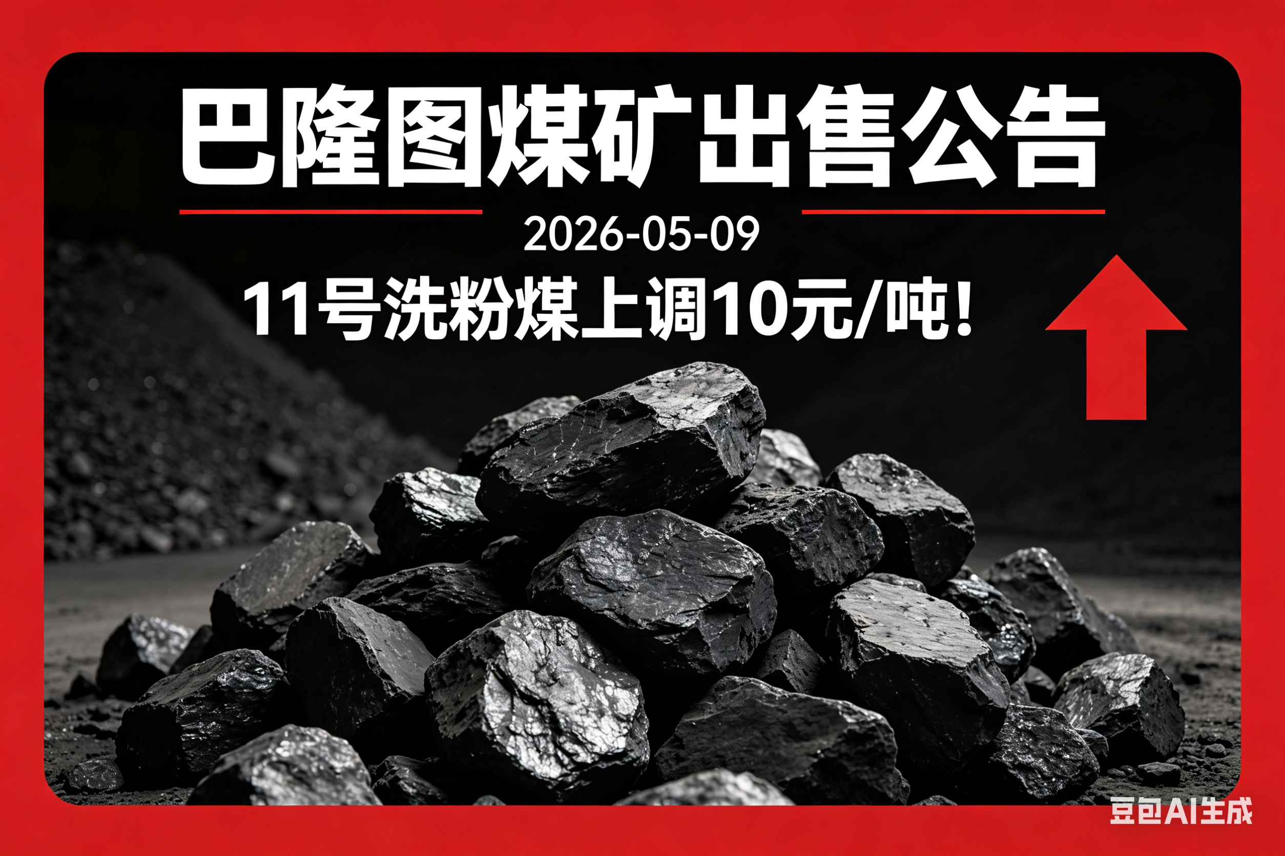 2026-05-09｜巴隆图煤矿出售公告：11号洗粉煤上调10元/吨！