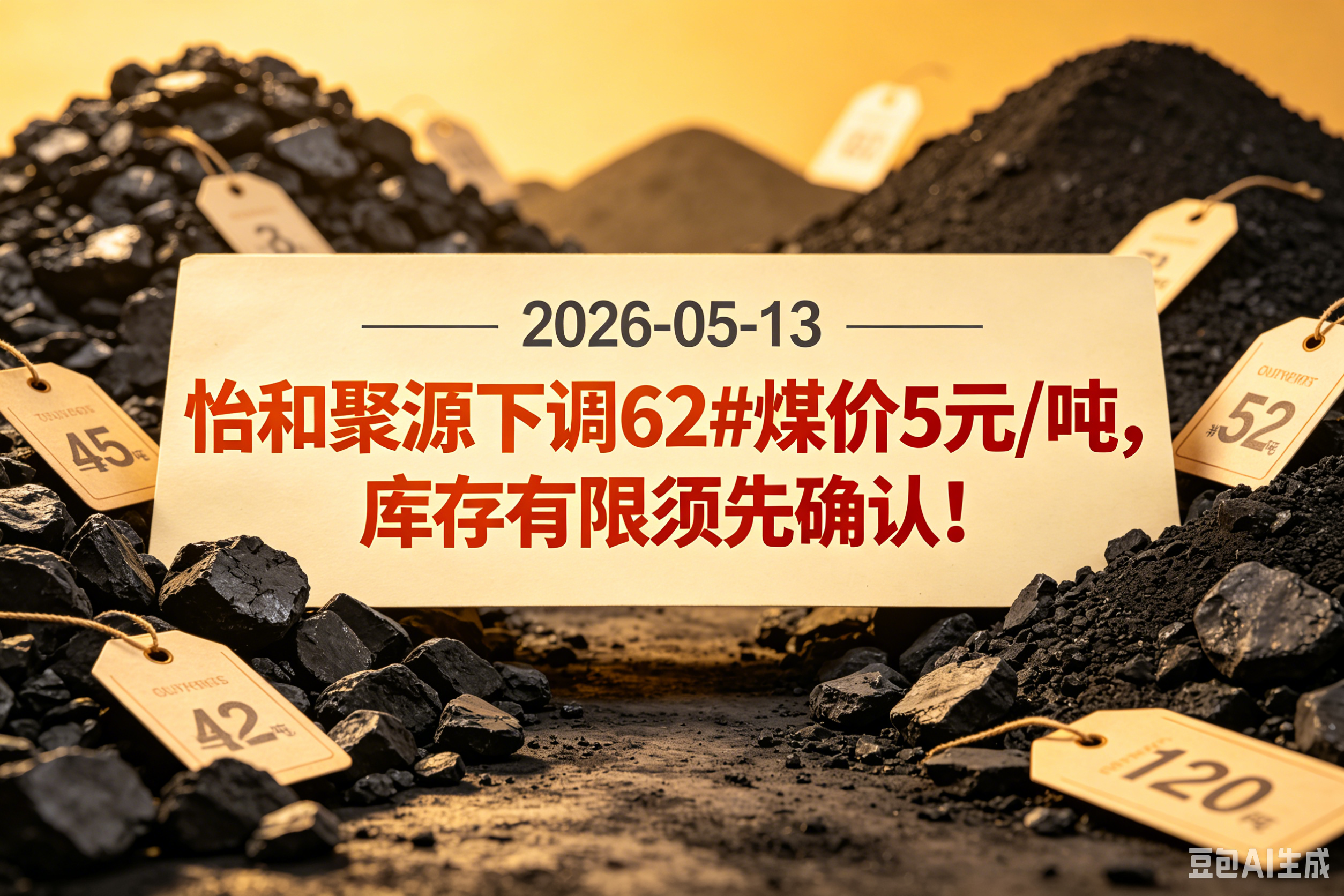2026-05-13丨怡和聚源下调62#煤价5元/吨，库存有限须先确认！