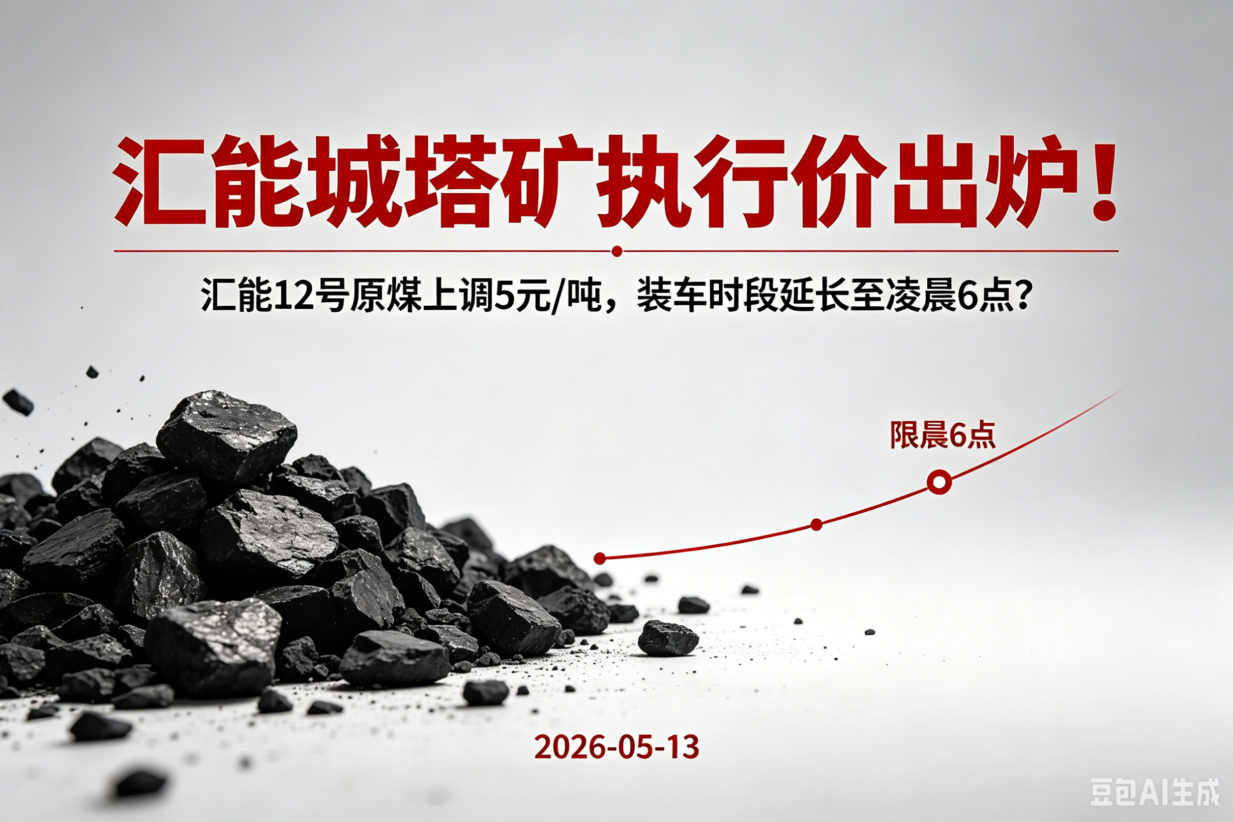 2026-05-13｜汇能城塔矿执行价出炉！汇能12号原煤上调5元/吨，装车时段延长至凌晨6点？