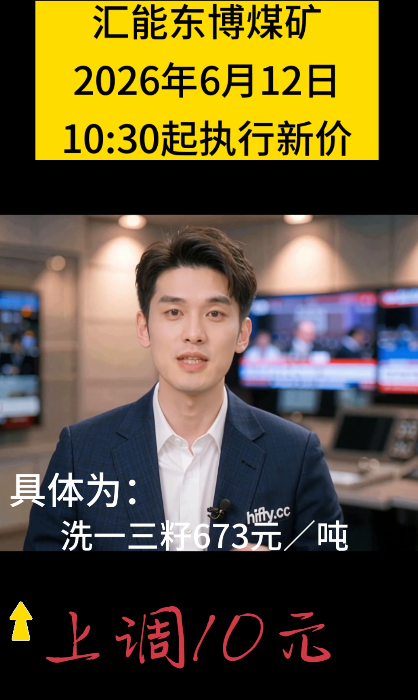 汇能东博煤矿2026年6月12日10:30起执行新价