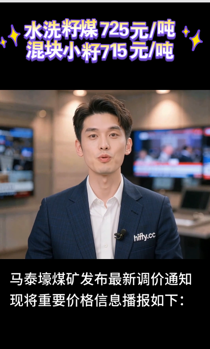 水洗籽煤725元/吨，混块小籽715元/吨