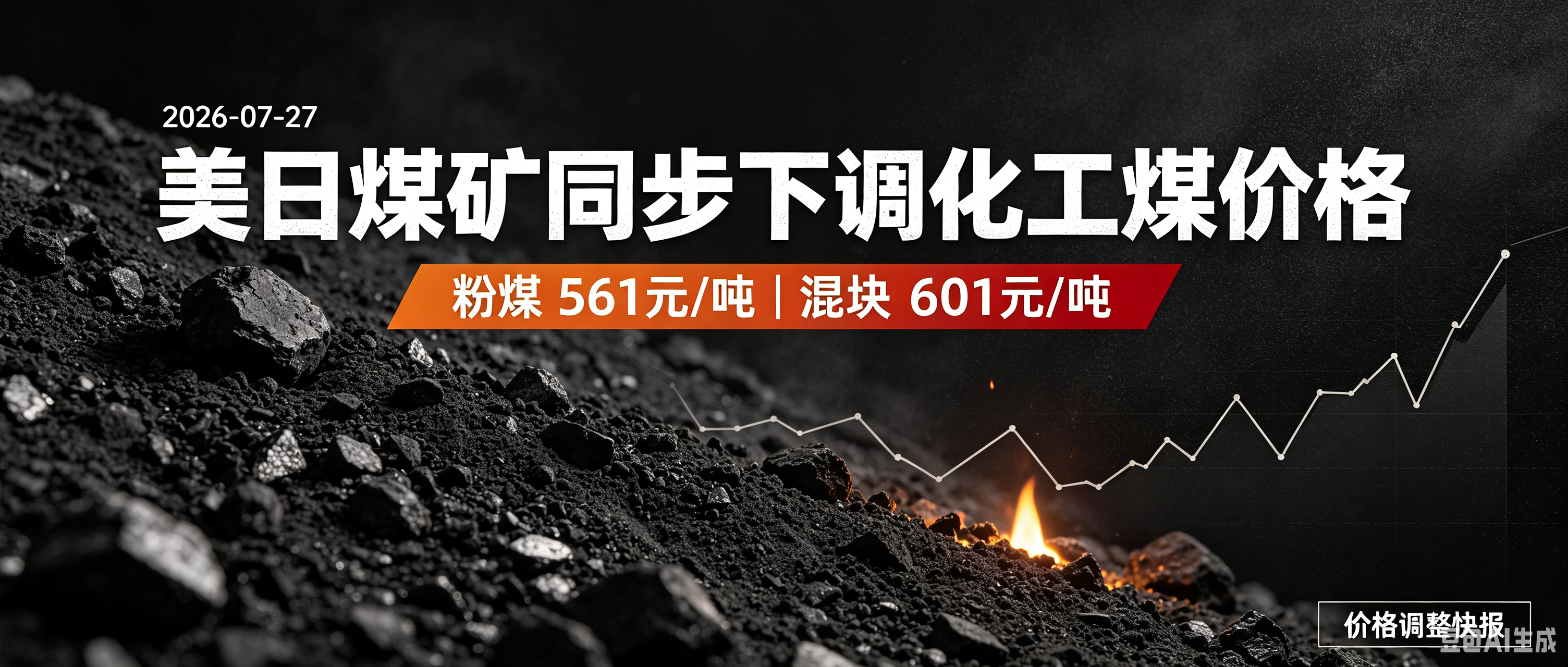 2026-07-27！美日煤矿同步下调化工煤价格，粉煤561元/吨、混块601元/吨
